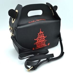Chinese Tower Print Top-Handle Takeout Box Handbag